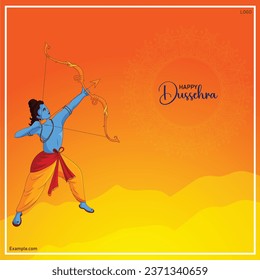 illustration of Lord Rama killing Ravana in Dussehra Navratri festival of India poster
