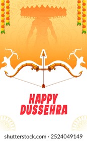 illustration of Lord Rama killing Ravana in Dussehra Navratri festival of India poster