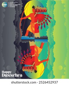 ilustração de Lord Rama matando Ravana no festival Dussehra Navratri 