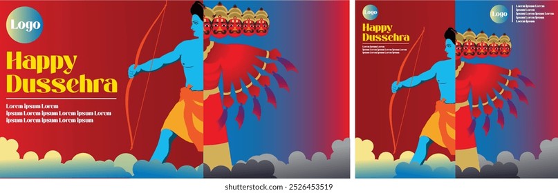 ilustração de Lord Rama matando Ravana no festival Dussehra Navratri 