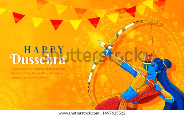 Illustration Lord Rama Killing Ravana Navratri Stock Vector (Royalty ...