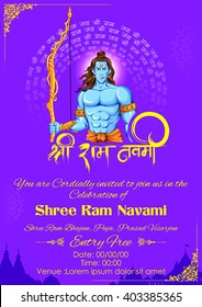 illustration of Lord Rama with message in hindi meaning Shri Ram Navami background