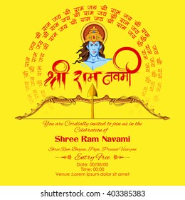 illustration of Lord Rama with message in hindi meaning Shri Ram Navami background