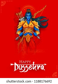 illustration of Lord Rama in Navratri festival of India poster for Happy Dussehra