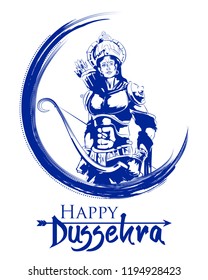 illustration of Lord Rama in Navratri festival of India poster for Happy Dussehra