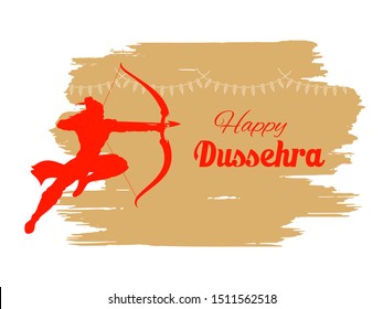 illustration of Lord Rama in Navratri festival of India poster for Happy Dussehra