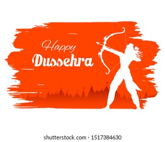 illustration of Lord Rama in Navratri festival of India poster for Happy Dussehra