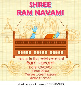 illustration of Lord Rama in Ram Navami background