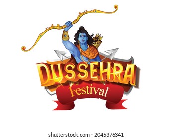 illustration of Lord Rama and Ravana with Bow and Quiver for Dussehra (Hindu festival holiday Vijayadashami)