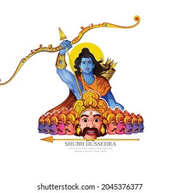 illustration of Lord Rama and Ravana with Bow and Quiver for Dussehra (Hindu festival holiday Vijayadashami)