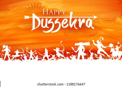 illustration of Lord Rama and Ravana in Dussehra Navratri festival of India poster