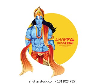 illustration of Lord Rama and Ravana in Dussehra festival of India poster, banner