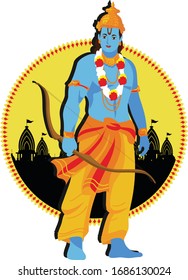 illustration of Lord Rama with Shri Ram Navami background.