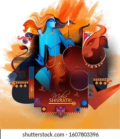 illustration of Lord Shiva, happy  Shivratri with message Om Namah Shivaya in hindi