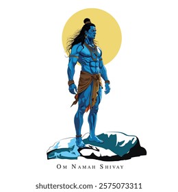 An illustration of Lord Shiva, Hindu religion god vector art, Vector illustration of Mahadeva