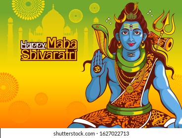 illustration of  Lord Shiva of india for traditional Hindu festival, Maha Shivratri, background template, vector EPS10.