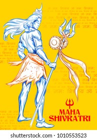 illustration of Lord Shiva, Indian God of Hindu for Shivratri or Mahashivratri with message Om Namah Shivaya meaning I bow to Shiva 