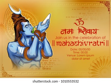 illustration of Lord Shiva, Indian God of Hindu for Shivratri or Mahashivratri with message Om Namah Shivaya meaning I bow to Shiva 