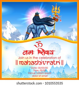 illustration of Lord Shiva, Indian God of Hindu for Shivratri with message Om Namah Shivaya meaning I bow to Shiva 