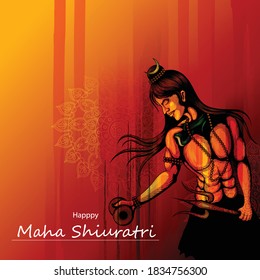 illustration of Lord Shiva, Indian God of Hindu for Shivratri or Mahashivratri with message Om Namah Shivaya meaning I bow to Shiva