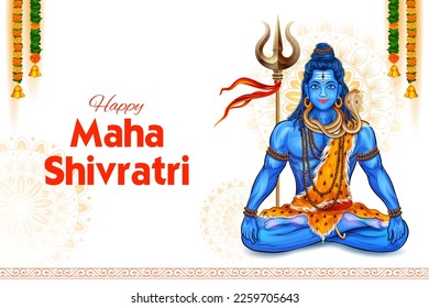 illustration of Lord Shiva, Indian God of Hindu for Maha Shivratri festival of India