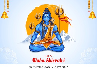 illustration of Lord Shiva, Indian God of Hindu for Maha Shivratri festival of India