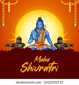 illustration of Lord Shiva, Indian God of Hindu for Maha Shivratri festival of India
