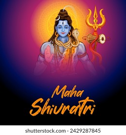 illustration of Lord Shiva, Indian God of Hindu for Maha Shivratri festival of India