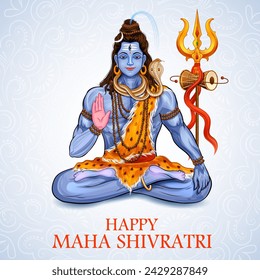 illustration of Lord Shiva, Indian God of Hindu for Maha Shivratri festival of India