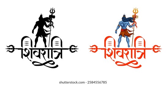 illustration of Lord Shiva, Indian God of Hindu for Shivratri or Mahashivratri with message in Hindi meaning Maha Shivratri