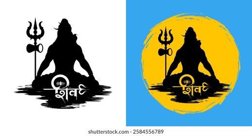 illustration of Lord Shiva, Indian God of Hindu for Shivratri or Mahashivratri with message in Hindi meaning Maha Shivratri