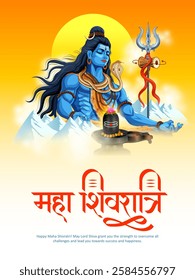 illustration of Lord Shiva, Indian God of Hindu for Shivratri or Mahashivratri with message in Hindi meaning Maha Shivratri