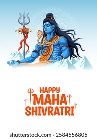 illustration of Lord Shiva, Indian God of Hindu for Maha Shivratri festival of India