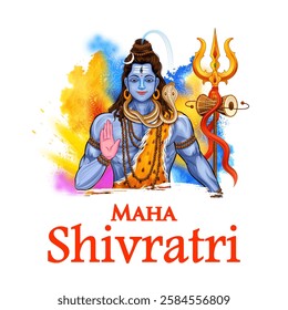 illustration of Lord Shiva, Indian God of Hindu for Maha Shivratri festival of India