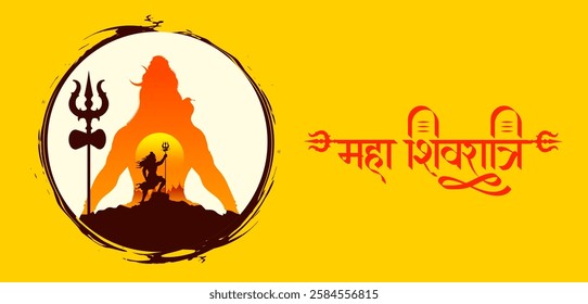 illustration of Lord Shiva, Indian God of Hindu for Shivratri or Mahashivratri with message in Hindi meaning Maha Shivratri