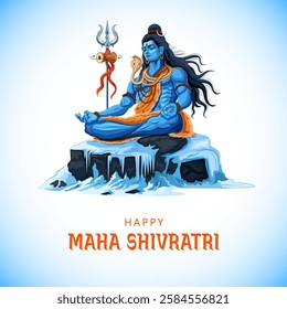 illustration of Lord Shiva, Indian God of Hindu for Maha Shivratri festival of India