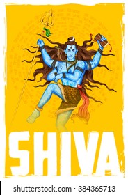 illustration of Lord Shiva, Indian God of Hindu with mantra Om Namah Shivaya ( I bow to Shiva ) for SHivratri or Mahashivratri festival