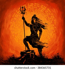 illustration of Lord Shiva, Indian God of Hindu with message Om Namah Shivaya ( I bow to Shiva ) for Shivratri or Mahashivratri