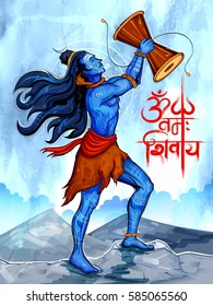 illustration of Lord Shiva, Indian God of Hindu with message Om Namah Shivaya ( I bow to Shiva ) for Shivratri or Mahashivratri