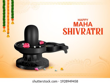 illustration of Lord Shiva Linga, Indian God of Hindu for Maha Shivratri festival of India