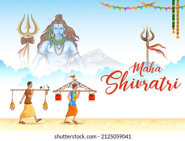 illustration of Lord Shiva Linga, Indian God of Hindu for Maha Shivratri festival of India