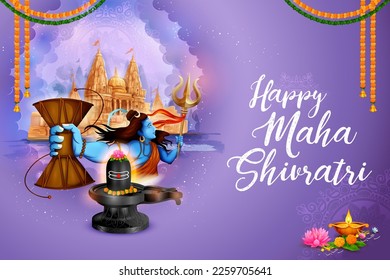 illustration of Lord Shiva Linga, Indian God of Hindu for Maha Shivratri festival of India