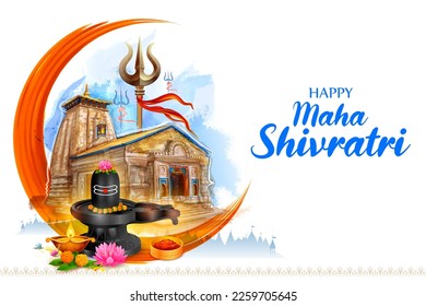 illustration of Lord Shiva Linga, Indian God of Hindu for Maha Shivratri festival of India