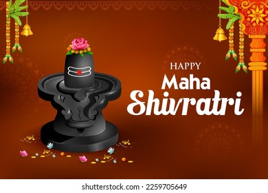 illustration of Lord Shiva Linga, Indian God of Hindu for Maha Shivratri festival of India