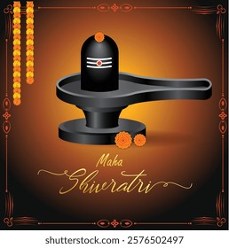 illustration of Lord Shiva Linga, Indian God of Hindu for Maha Shivratri festival of India