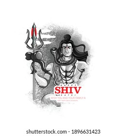 illustration of lord shiva for Maha Shivaratri is a Hindu festival with hindi message har har mahadev on Mahashivratri 