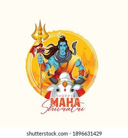 illustration of lord shiva for Maha Shivaratri is a Hindu festival with hindi message har har mahadev on Mahashivratri 