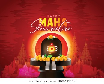 illustration of lord shiva for Maha Shivaratri is a Hindu festival with hindi message har har mahadev on Mahashivratri 