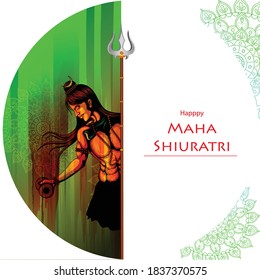 Illustration of lord Shiva on abstract background. Happy Maha Shivratri.