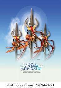 Illustration Of lord shiva shivling, lingam for Happy Maha Shivratri with trishul background